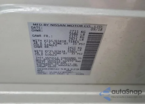 2019 Nissan Pathfinder S из США, поврежденный, VIN 5N1DR2MM5KC581329